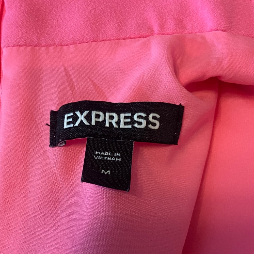 Express Hot Pink Blazer Cut Out Mini Dress Neon sheath suit medium Bodycon - Picture 12 of 13